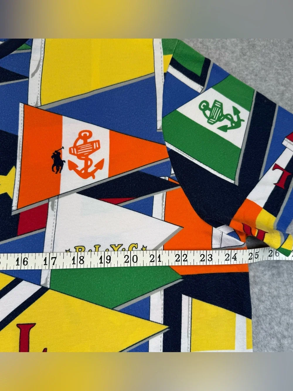 Polo by Ralph Lauren Kids Nautical Flag Print Tee in Blue, Yellow & Red